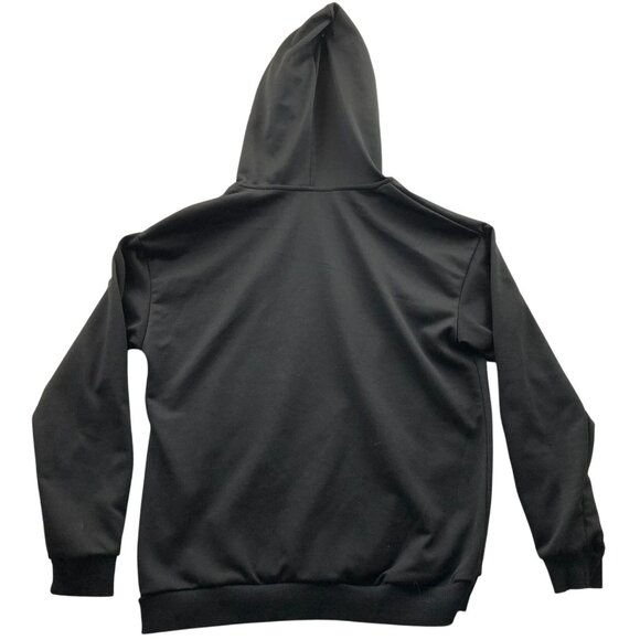 Romwe Mens Hoodie Sweatshirt Large Black Active Lifestyle Graphic Print Pullover - Picture 2 of 11